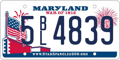 MD license plate 5BL4839