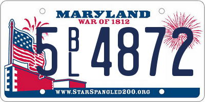 MD license plate 5BL4872