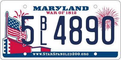 MD license plate 5BL4890