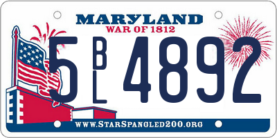 MD license plate 5BL4892