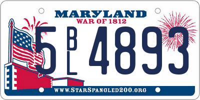 MD license plate 5BL4893