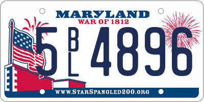 MD license plate 5BL4896