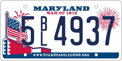 MD license plate 5BL4937