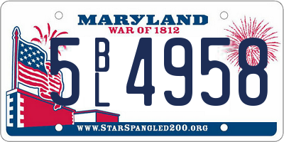 MD license plate 5BL4958