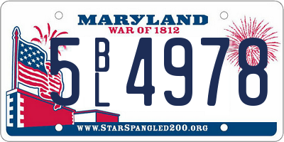MD license plate 5BL4978