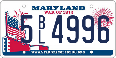 MD license plate 5BL4996