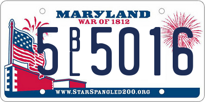 MD license plate 5BL5016