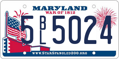 MD license plate 5BL5024