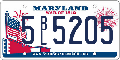MD license plate 5BL5205