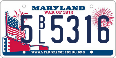 MD license plate 5BL5316