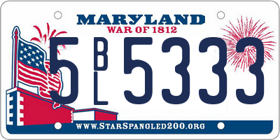 MD license plate 5BL5333