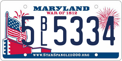 MD license plate 5BL5334