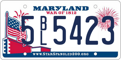 MD license plate 5BL5423