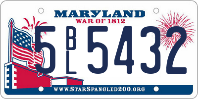 MD license plate 5BL5432