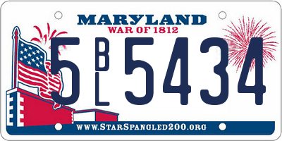 MD license plate 5BL5434