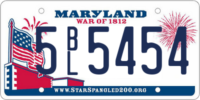 MD license plate 5BL5454