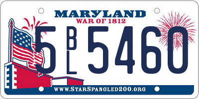 MD license plate 5BL5460