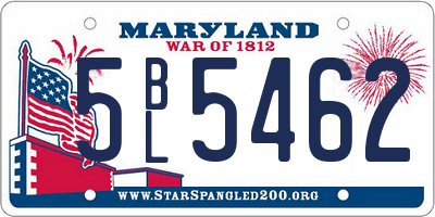 MD license plate 5BL5462