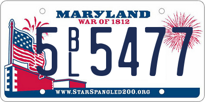 MD license plate 5BL5477
