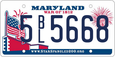 MD license plate 5BL5668