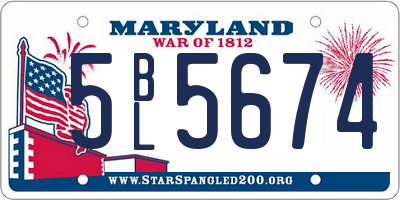 MD license plate 5BL5674