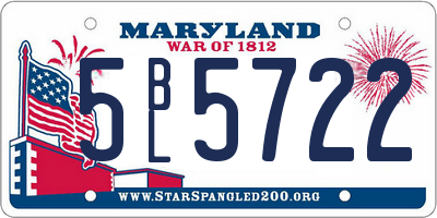 MD license plate 5BL5722