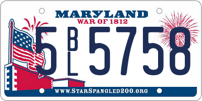 MD license plate 5BL5758
