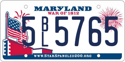 MD license plate 5BL5765