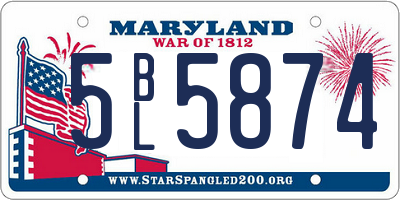 MD license plate 5BL5874