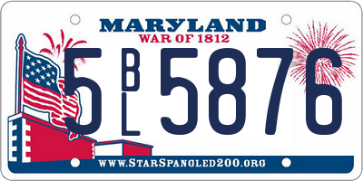 MD license plate 5BL5876