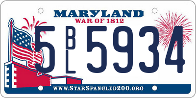 MD license plate 5BL5934