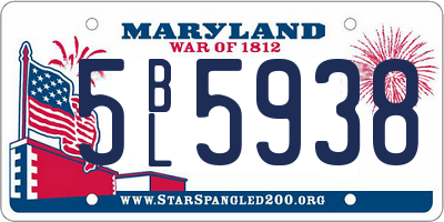 MD license plate 5BL5938