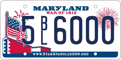 MD license plate 5BL6000