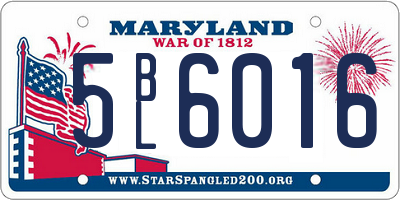 MD license plate 5BL6016
