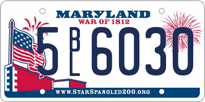 MD license plate 5BL6030