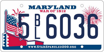 MD license plate 5BL6036