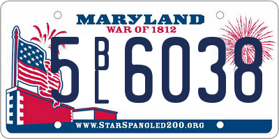 MD license plate 5BL6038