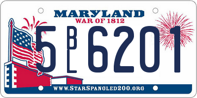 MD license plate 5BL6201