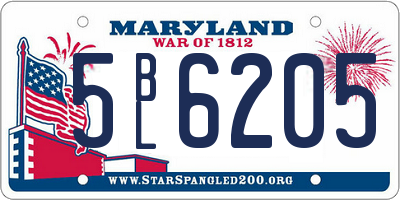 MD license plate 5BL6205