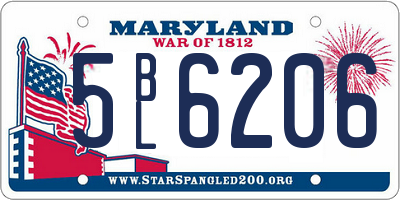 MD license plate 5BL6206