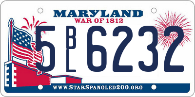 MD license plate 5BL6232