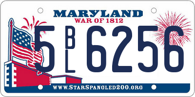 MD license plate 5BL6256