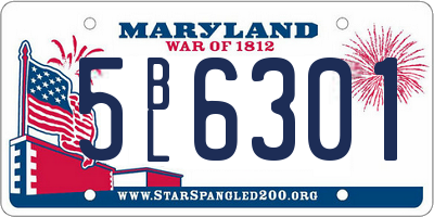 MD license plate 5BL6301