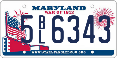 MD license plate 5BL6343