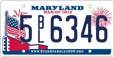 MD license plate 5BL6346