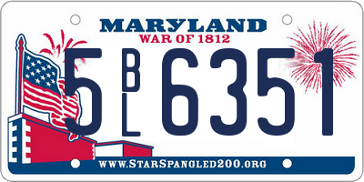 MD license plate 5BL6351