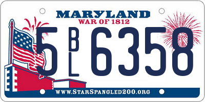 MD license plate 5BL6358