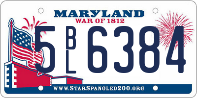 MD license plate 5BL6384