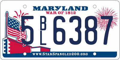 MD license plate 5BL6387