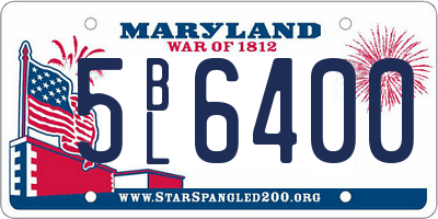 MD license plate 5BL6400